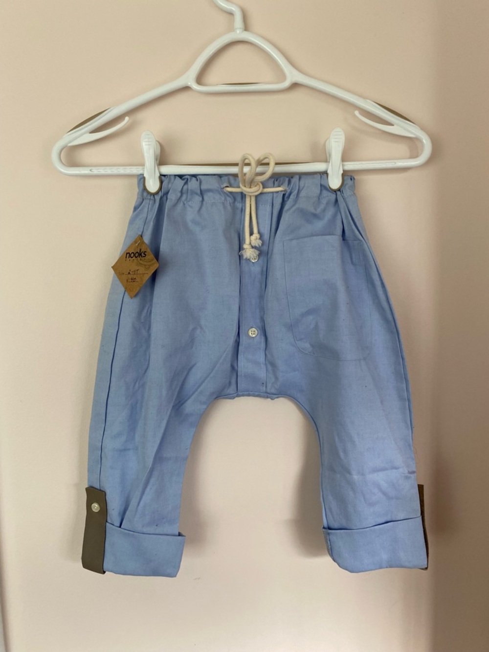 Nooks Upcycled Light Blue Baby/Toddler Drawstring Pants